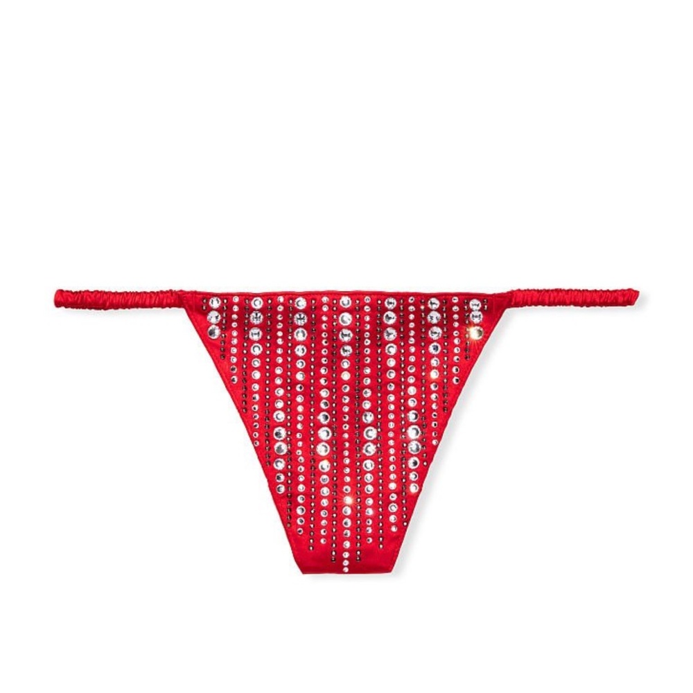 Victoria Secret Rhinestone Bling Satin V-String thong